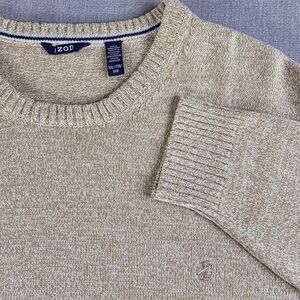 Izod Sweater Mens Marled Knit Beige White XXL Grandpacore Fisherman Winter EUC‎